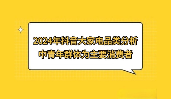 2024年抖音大家电品类分析 中青年群体为主要消费者